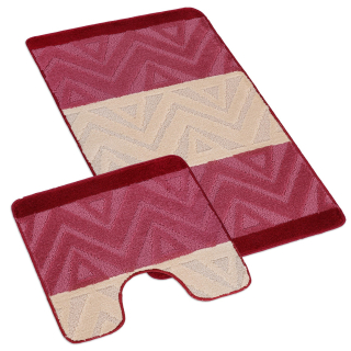 Koupelnové předložky BANY s výkrojem 60x100 + 60x50 cm - Chevron burgundy