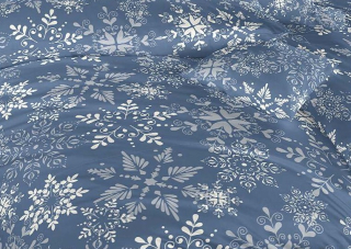 Metráž krep Snowflakes šedomodré