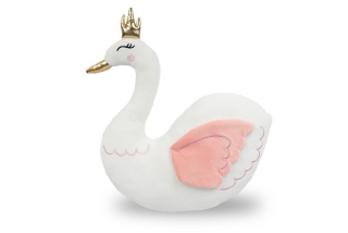 Plyšák - polštářek z mikrospandexu 43 cm - LABUŤ BÍLÁ