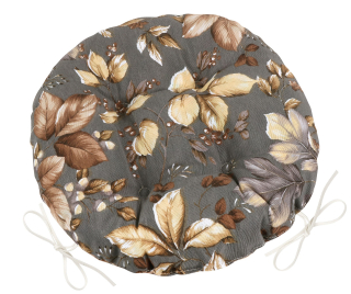 Sedák EMA prošívaný kulatý 40cm - 564 listí šedé