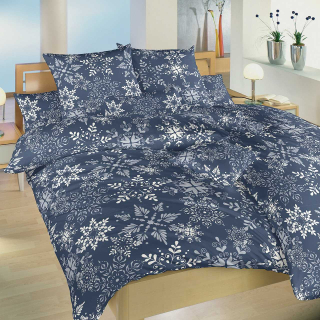 Povlečení bavlna Snowflakes tmavě modré - 140/200 + 70/90
