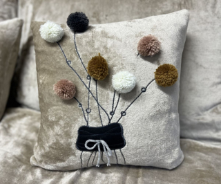 Povlak mikroflanel BALÓNKY béžové - 40x40 cm