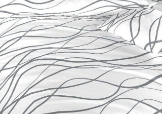 Metráž bavlna Vlny tmavě šedé na bílém