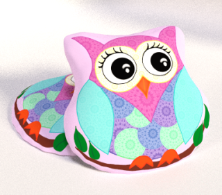 Dětský polštářek polyester - Sovička růžová - 30x30 cm