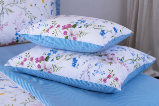 Bavlněný povlak LOUKA/PROUŽEK modrý - 70/90