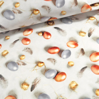 Dekorační látka velikonoční SOFT - Vajíčka stříbrná