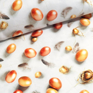 Dekorační látka velikonoční SOFT - Vajíčka zlatá