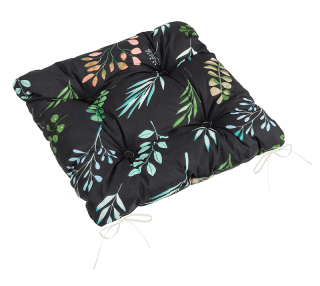 Sedák prošívaný Adéla 40x40 - lístky na černé
