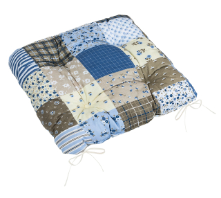 Sedák prošívaný Adéla 40x40 - patchwork modrá