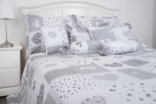 Krepové povlečení PATCHWORK DOVE - 140/220 + 70/90