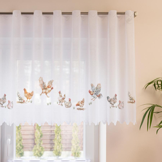 Vitrážová záclona SLEPIČKY