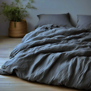 Mušelínové povlečení TMAVĚ ŠEDÉ - 140/200 + 70/90