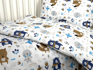 Dětské bavlněné povlečení do postýlky BLUE - 90x120, 40x60 cm