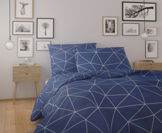 Bavlněné povlečení NORDIC COLLECTION GRID modré - 140/200 + 70/90