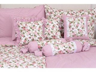 Povlaky bavlna RŮŽE RUSTIKÁL/PRUH RŮŽOVÝ