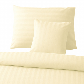 Povlečení damašek atlas grádl 140x200, 70x90 cm - PROUŽEK 2cm smetanový