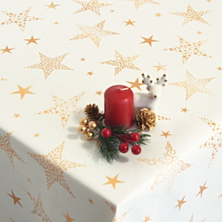 Vánoční ubrusy a běhouny SOFT 25269-101 HVĚZDY ZLATÉ