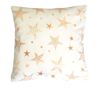 Vánoční povlak na polštářek SOFT 25269-101 HVĚZDY ZLATÉ - 40/40