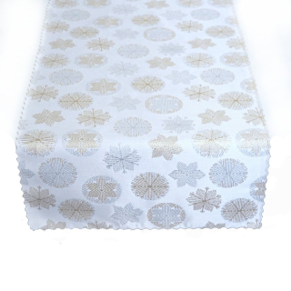 Vánoční teflonový běhoun v metráži SNĚHOVÉ VLOČKY