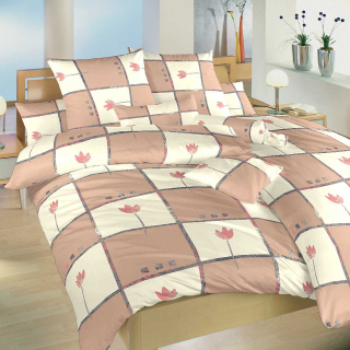 Povlečení bavlna TULIPÁN světle hnědý 140x200, 70x90 cm