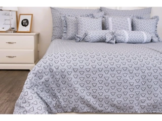 Flanelové povlečení FINE SRDCE šedá 140x200, 70x90 cm