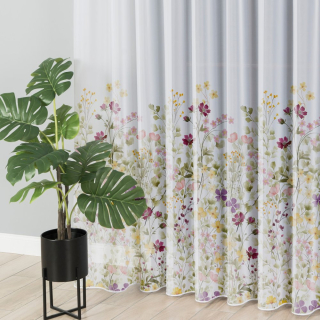 Voálová záclona s olůvkem metráž Kvítí - výška 295 cm