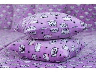 Povlak mikroflanel FIALOVÉ KOČIČKY 40x40 cm