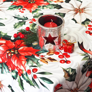 Vánoční teflonové ubrusy a běhouny VÁNOČNÍ RŮŽE