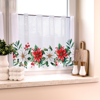 Vitrážová záclona Vánoční růže