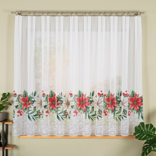 Voálová kusová záclona Vánoční růže