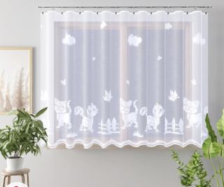 Žakárová kusová záclona Kočička