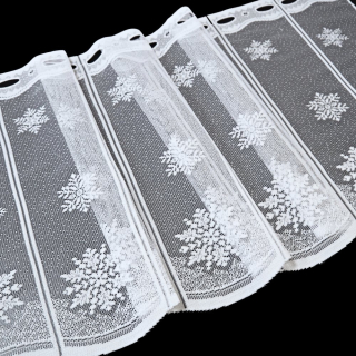 Vánoční vitrážová záclona žakár v metráži VLOČKY