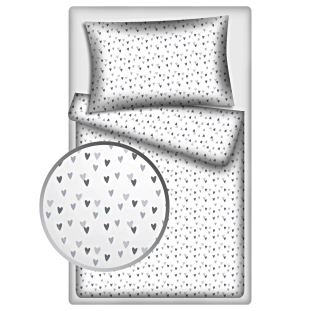 Povlečení hladká bavlna LUX ŠEDÁ SRDCE - 140/200 + 70/90 cm