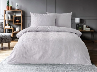 Luxusní žakárové povlečení LISTY světle šedé