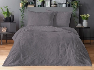 Luxusní žakárové povlečení LISTY tmavě šedé 