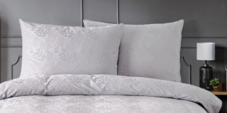 Luxusní žakárový povlak LISTY světle šedé