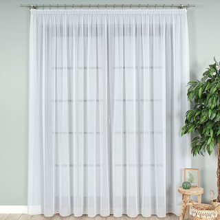 Hladký bílý voál LUX s olůvkem metráž - výška 300cm