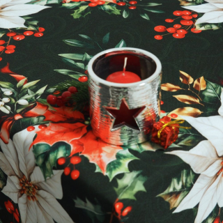 Vánoční teflonové ubrusy a běhouny VÁNOČNÍ RŮŽE zelená