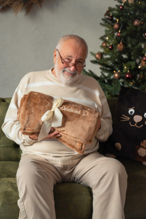 Deka mikroflanel jednobarevná s výšivkou DĚDEČEK 150x200 cm