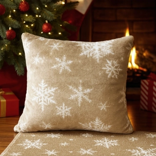 Povlak mikroflanel SNĚHOVÁ VLOČKA - 40 x 40 cm