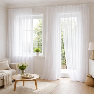 Bílý voál LUX s olůvkem