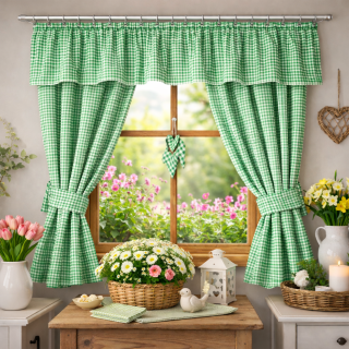 Kanafasový závěsový set – zelený