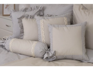 Dekorativní bavlněné povlaky PEPITO KOSTIČKA / UNI BÉŽOVÁ
