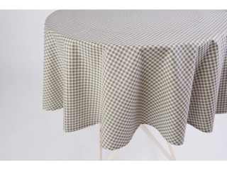 Bavlněný ubrus kulatý PEPITO kostička béžová