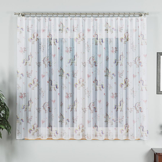 Dětská záclona metráž voál Jednorožec, výška 157 cm