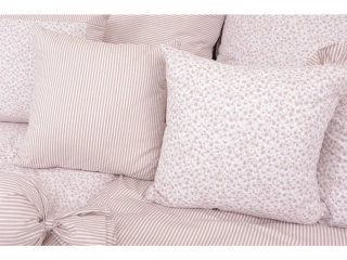 Bavlněné povlaky KYTIČKA pudrová / béžový proužek