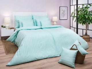 Povlečení damašek atlas grádl 140x220, 70x90 cm - PROUŽEK 2,5cm zelený