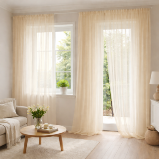 Záclona Ecru voál LUX s olůvkem - výška 365 cm
