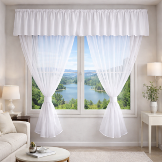 Záclonový voálový set s kanýrem Rongo bílý