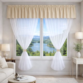 Záclonový voálový set s kanýrem Rongo smetanový